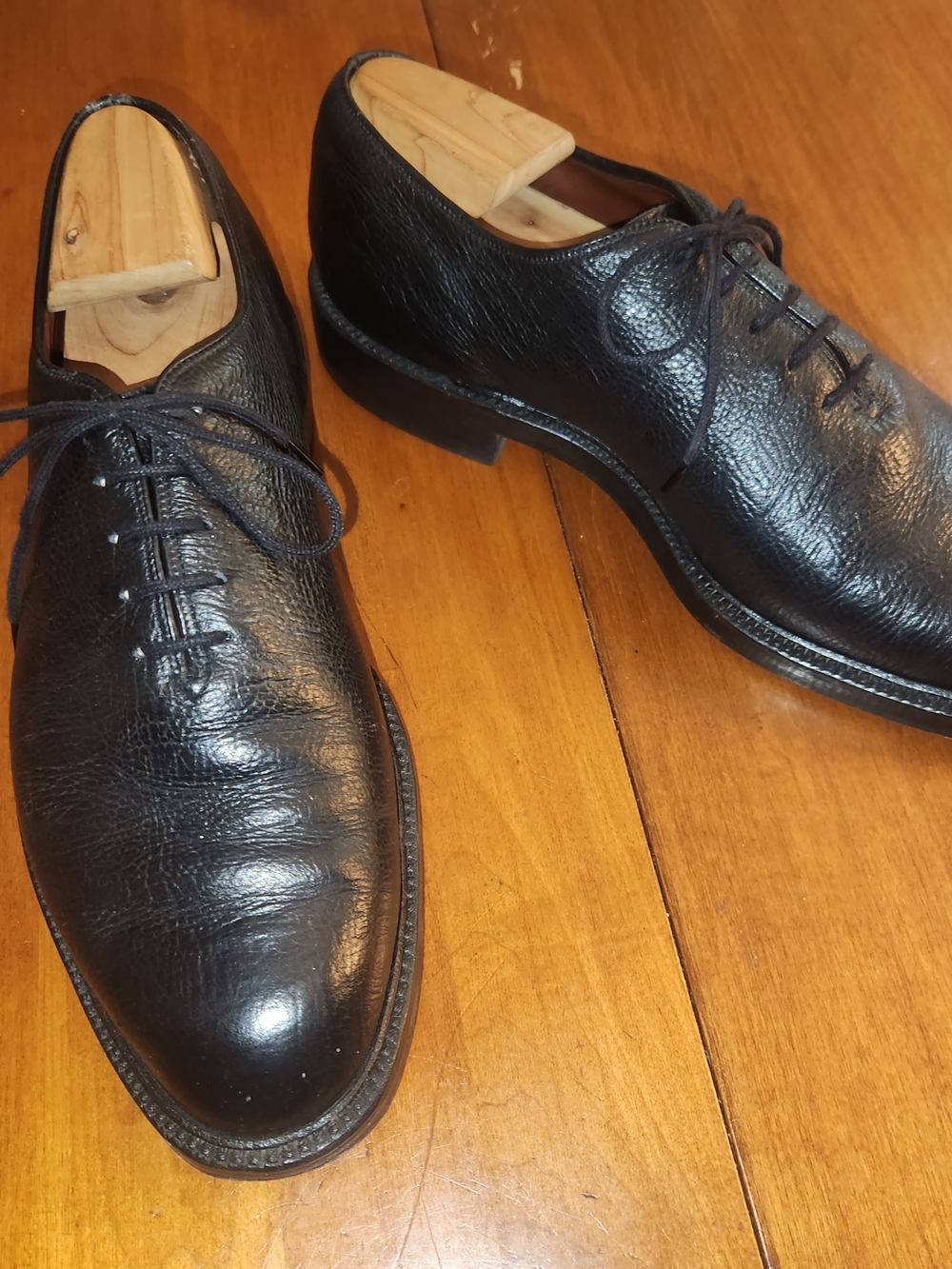 Vintage Black Dack's Genuine Antelope Leather Whole Cut Oxfords Size 9E